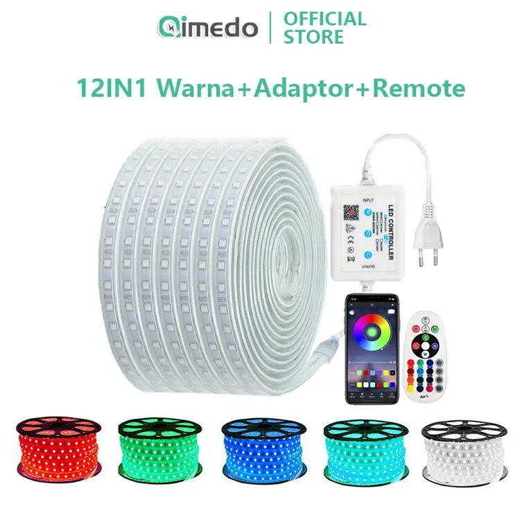 QIMEDO Lampu LED Strip 30 Meter Tahan Air Bluetooth Remote Drop Ceiling Plafon