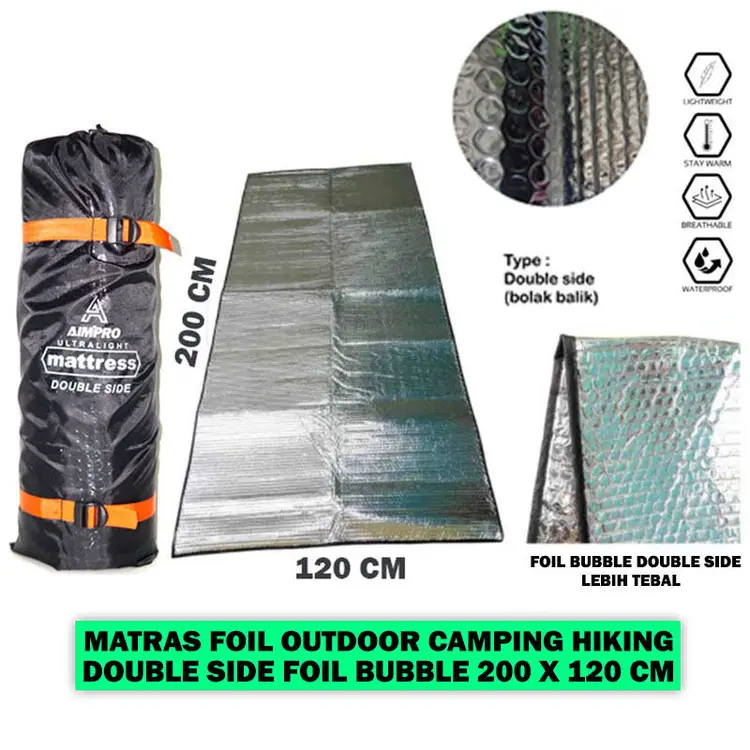 Matras aluminium foil double side - matras gunung matras foil - Matras Alumunium Foil Single Side Double Side 12x200 cm - Matras Foil Ultralight