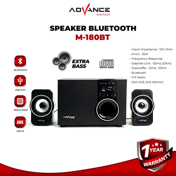 Advance M180BT - Multimedia Speaker with Subwoofer System With FM Radio | Garansi Resmi Advance