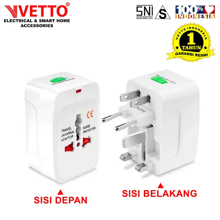VETTO V8992 Universal Travel Adaptor Putih