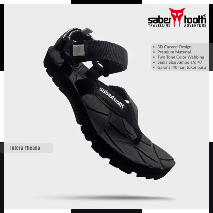 SABERTOOTH® Intera Theana - Sandal Gunung Outdoor Unisex Anti Slip Waterproof Ringan & Kuat untuk Travelling Hiking Camping Adventure