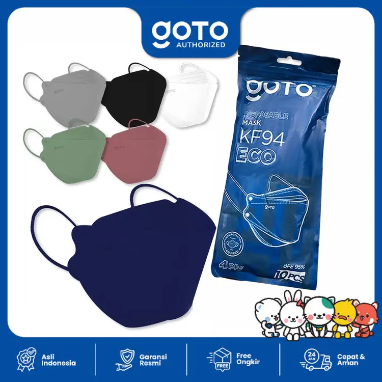 Goto Eco Masker KF94 Earloop Face Mask Kesehatan KF94 4Ply Warna