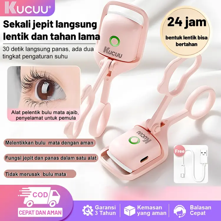 【NEW】KUCUU Penjepit Bulu Mata Elektrik Lasting Curl Portable Electric Eyelash Curler Makeup Tools