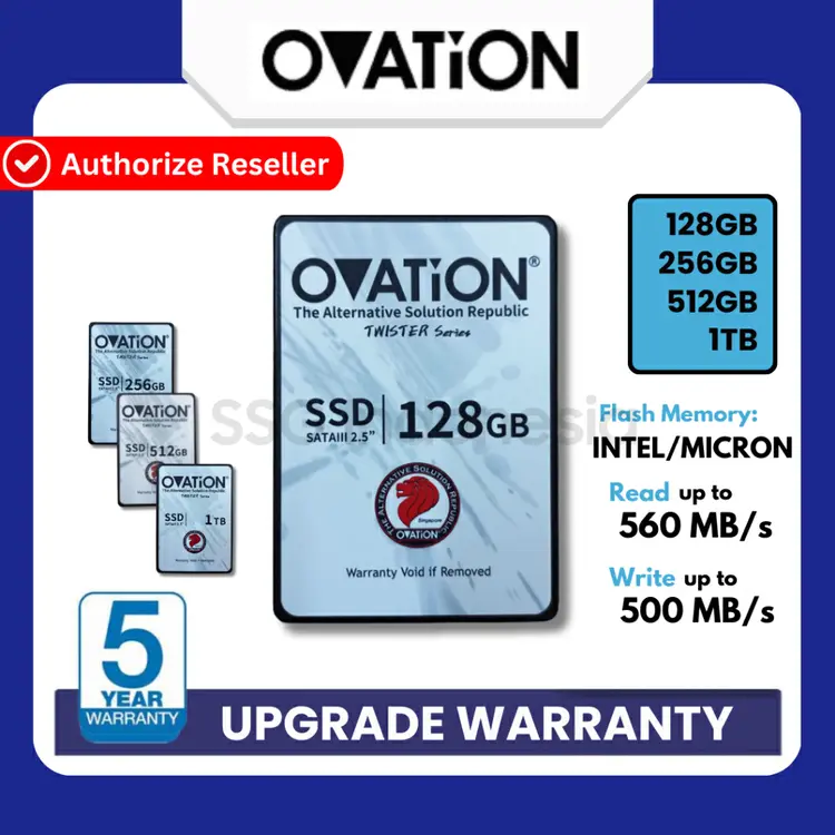 OVATION SSD 128GB / 256GB / 512GB / 1TB 2.5" SSD SATA SSD Internal SSD SATA3 SSD Comparable SSD 120GB / SSD 240GB / SSD 500GB SSD 256 Samsung SSD RX7 SSD WD SSD VGEN SSD MIDAS SSD EYOTA Support Black Myth Wukong Garansi Distributor Resmi 3 Tahun