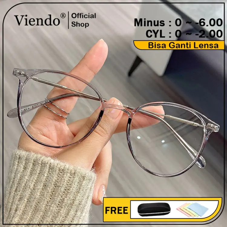 Viendo Kacamata Minus Anti Radiasi Photocromic Bluecromic Wanita Pria Cowok Terbaru Korea Style Frame 2 in 1 Blue Ray Fotocromic Potocromic Kaca Mata Komputer Anti Sinar UV400 Kaca Mata Hitam -1/-1.5/-2/-2.5/-3/-3.5/-4/-4.5/-5/-5.5/-6