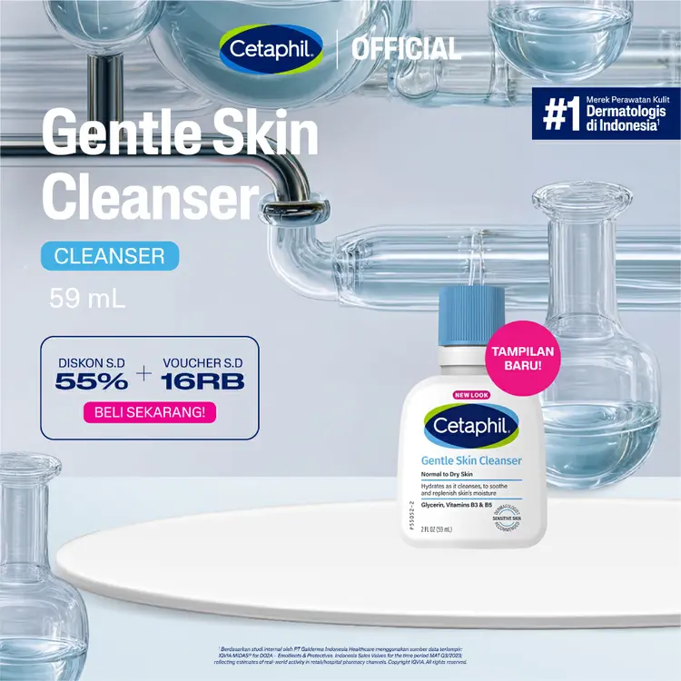 Cetaphil Gentle Skin Cleanser 59ml dengan Niacinamide, Glycerin dan Panthenol Sabun Pembersih Muka Untuk Segala Jenis Kulit