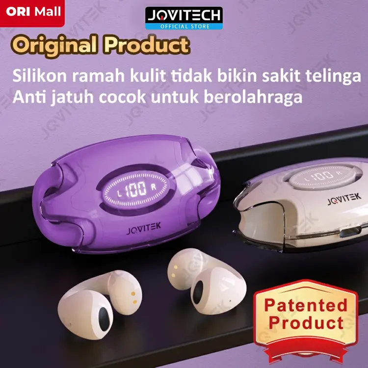 Jovitech EP28 Original Wireless Ear Clip Earphone Bluetooth 5.3 TWS Ear Clip Headset Design Touch Sports Digital Display Headhone