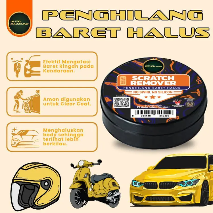 Auto Dazzling Penghilang Baret Mobil Motor Helm Instan | Kompon Premium Penghilang Goresan & Mengembalikan Kilap Cat