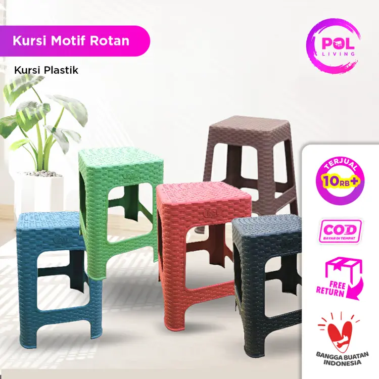 POL - Kursi Plastik Rotan Motif Anyam