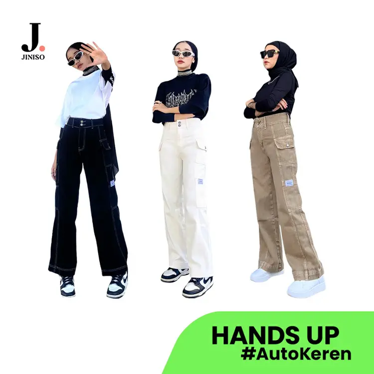 JINISO - Cargo Baggy Highwaist Hands Up Jeans