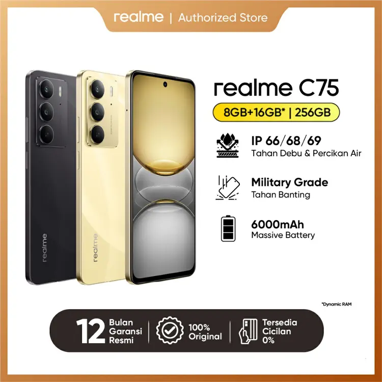 realme C75 8/256GB + Baterai 6000mAh Tahan 3 Hari + Fast Charge 33W | Garansi Resmi+Store Authorized