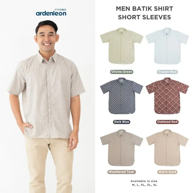 ARDENLEON Atasan Kemeja Pria Men Batik Shirt Short Sleeves