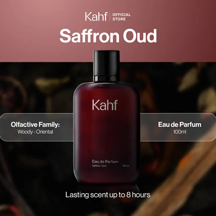 Kahf Eau de Parfum Saffron Oud 100 ml - Parfum Pria Wangi Tahan Lama