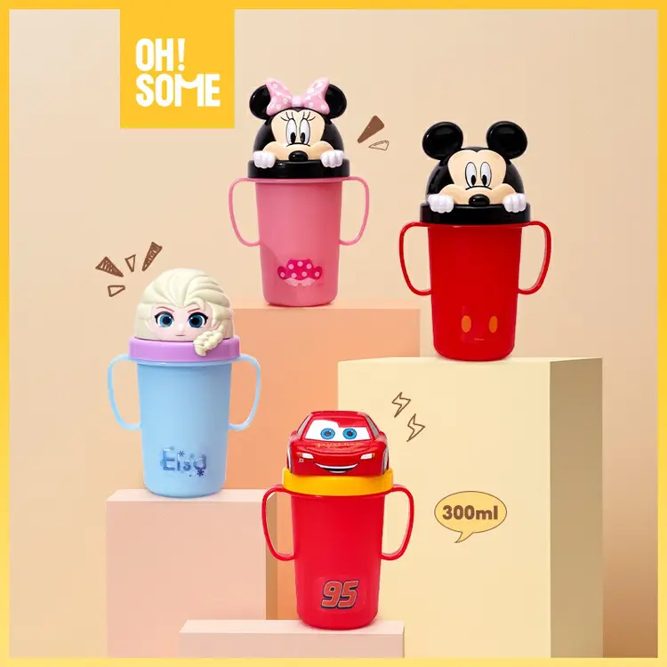 【OHSOME x Disney】-Oasis Park Botol Minum Untuk Anak Seri Disney Cars/Elsa/Mickey/Minnie Ukuran 300ml