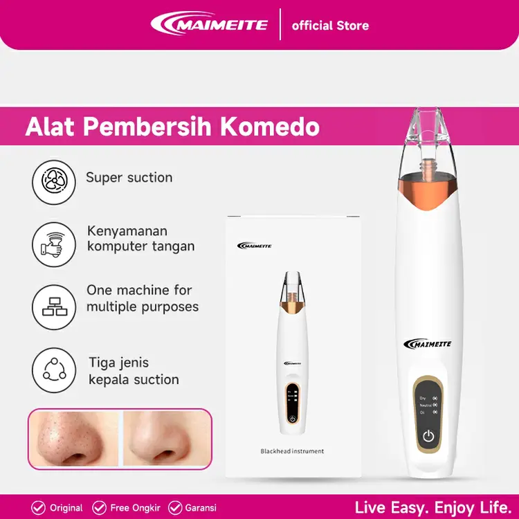 MAIMEITE Alat Penyedot Komedo Pembersih Jerawat Wajah Vacuum Cleaner Elektrik BlackHeads Remover