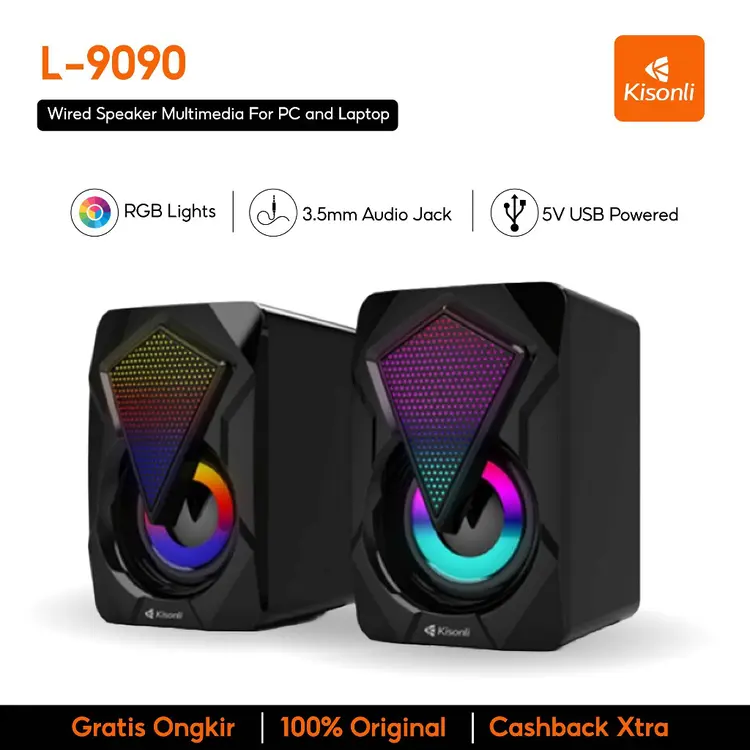 KISONLI Speaker Gaming Laptop Komputer L9090 PLUS Led Rgb Light With Volume Control