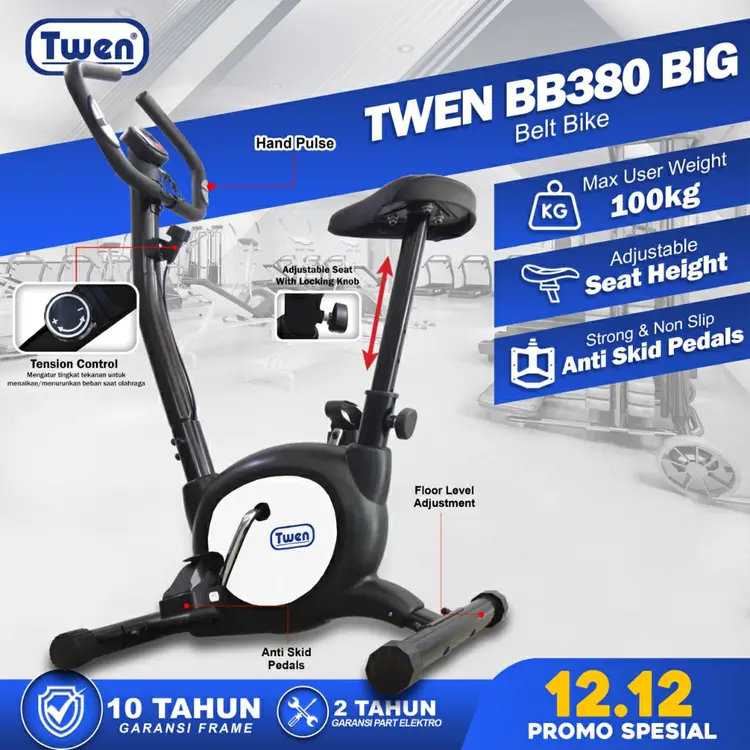 TWEN Sepeda Statis BB379 Big BB380 Big Exercise Bike Excercise Bike Belt Bike Sepeda Fitness Alat Fitness