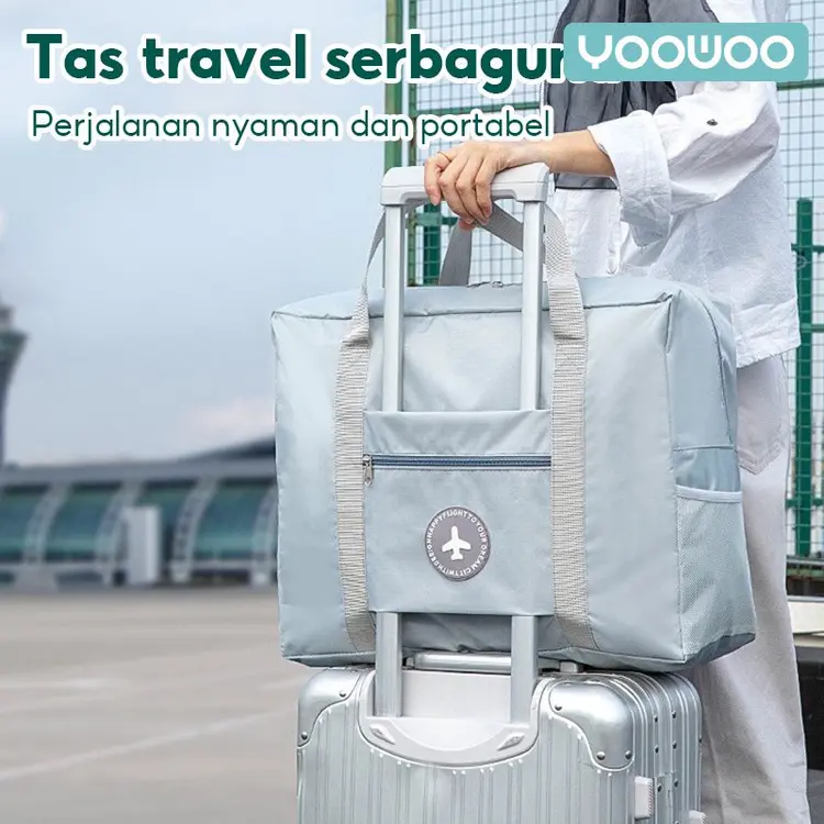 YooWoo Tas travel besar lipat hand carry anti air Travel fold bag waterproof koper organizer 2 lapisan tebal