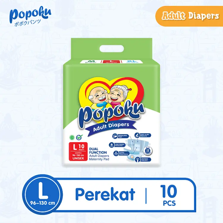 POPOKU Popok Dewasa Tipe Perekat (POPOKU Adult) Size L isi 10pcs