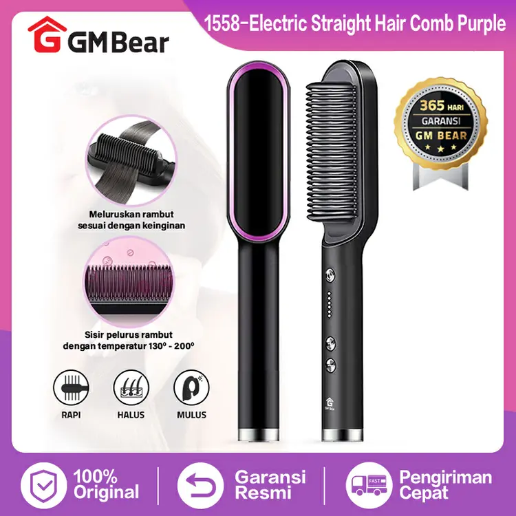 GM Bear Sisir Catokan Pelurus Rambut 1558 - Sisir Catok Pelurus Rambut 2 in 1