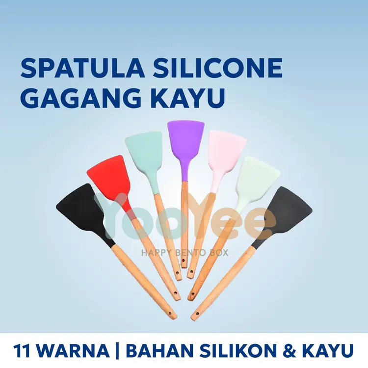 Yooyee Spatula Silicone Utensil Gagang Kayu Tahan Panas / Spatula Silicon / Utensile Sutil Silikon