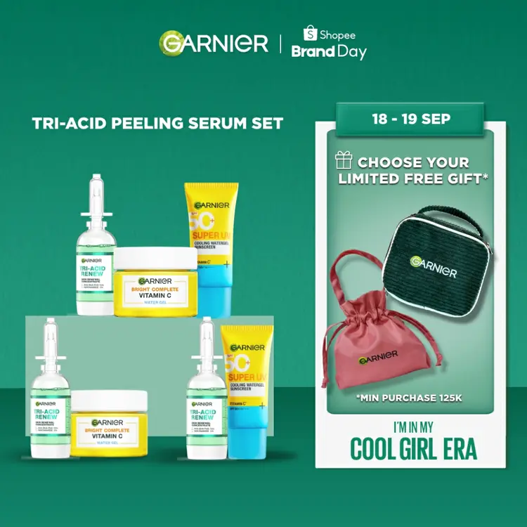 GARNIER Tri Acid Renew Peeling Serum Exfoliasi Wajah - Glass Skin AHA BHA PHA 10% Niacinamide 5% Skincare Exfoliating Renewal Concentrate kulit ideal daily safe for sensitive skin exfoliant serum mencerahkan wajah