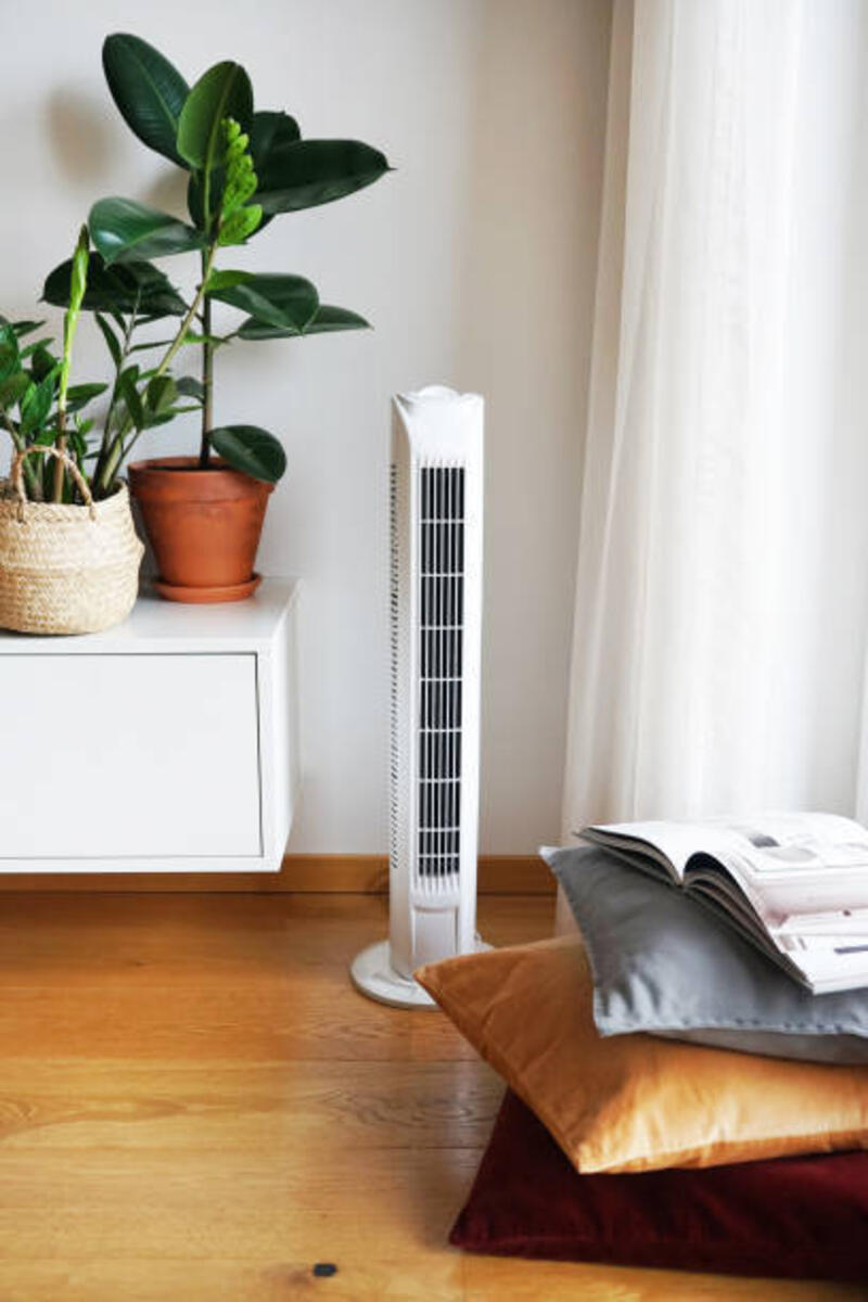 White tower fan in a modern interior