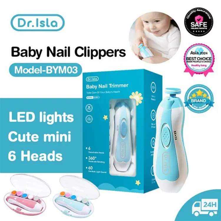 DR.ISLA Gunting kuku bayi elektrik Fungsi lampu LED Baby Nail Trimmer Perlengkapan bayi Penyesuaian kecepatan empat kecepatan dengan kebisingan rendah BYM03