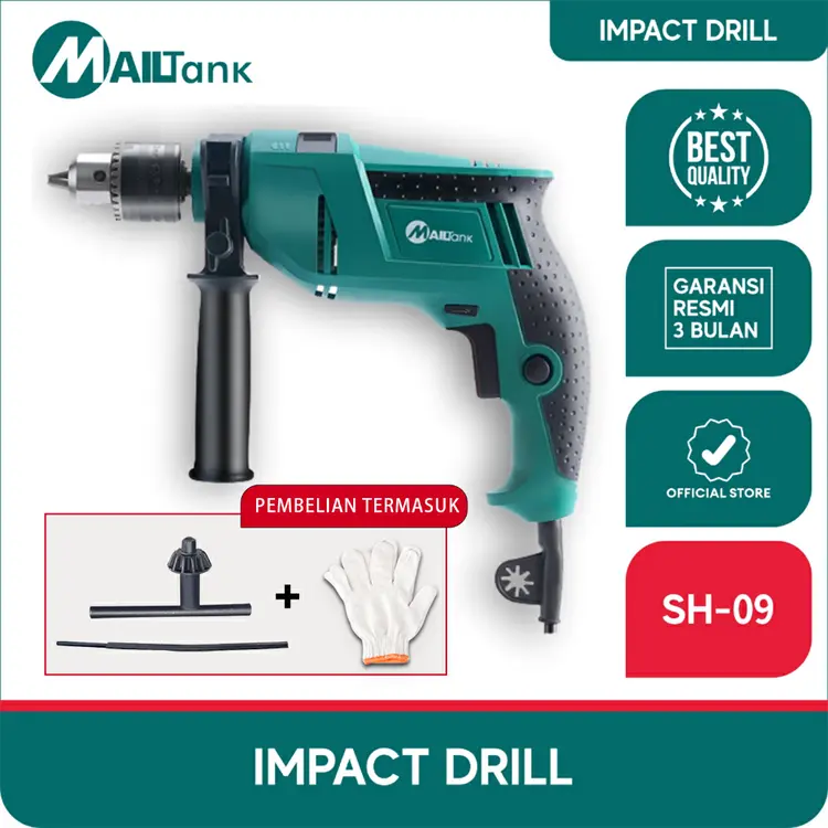 Mailtank SH09 Mesin Bor Impact 580W Impact Drill 13mm Bor Power Kuat Untuk Bor Tembok Beton Besi Kayu