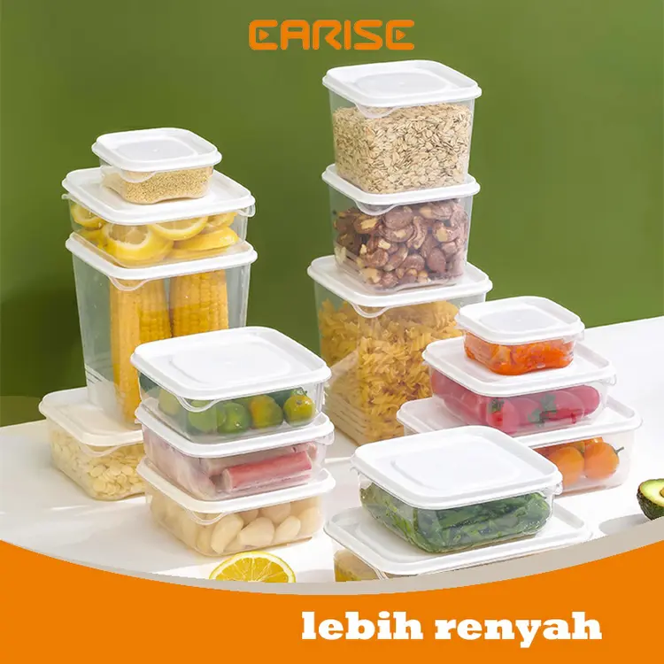 Earise kotak penyimpanan segar multi-fungsional multi-ukuran opsional bahan PP aman dan praktis kotak buah dan sayuran transparan dapat ditempatkan di oven microwave Hadiah Natal toples lebaran