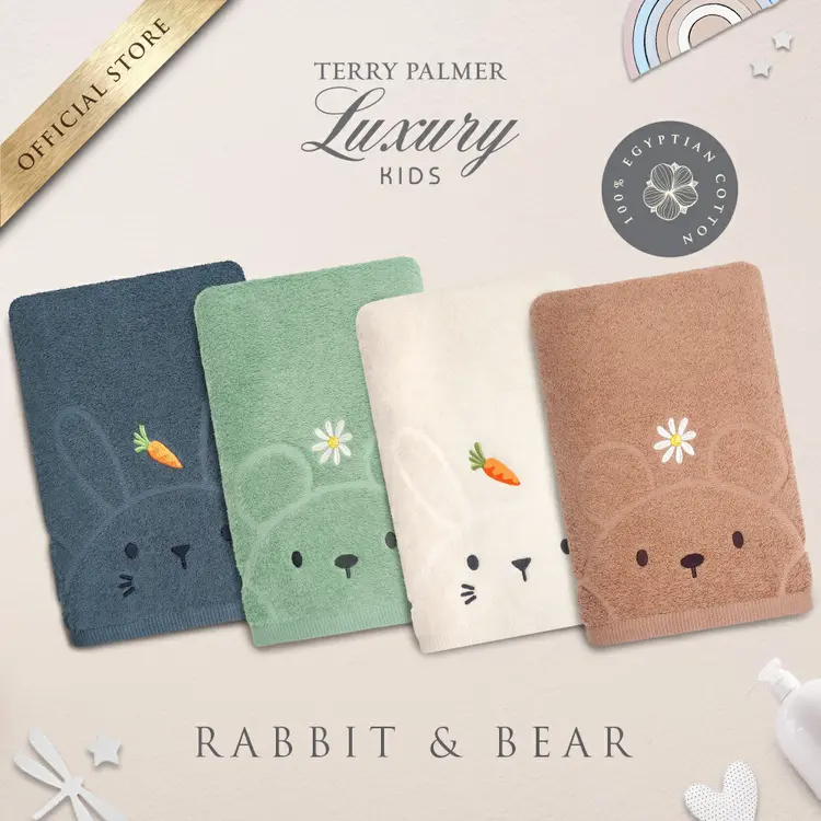Handuk Terry Palmer Luxury Kids - Rabbit & Bear  - 60x120cm / Handuk Anak / Handuk Bayi