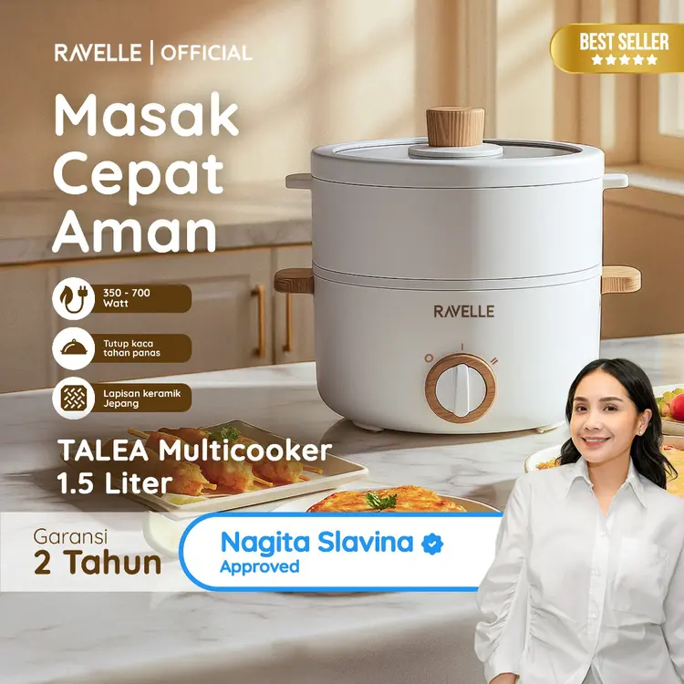 RAVELLE TALEA Multicooker 1.5 Liter - Panci Kukusan Listrik Multifungsi Low Watt