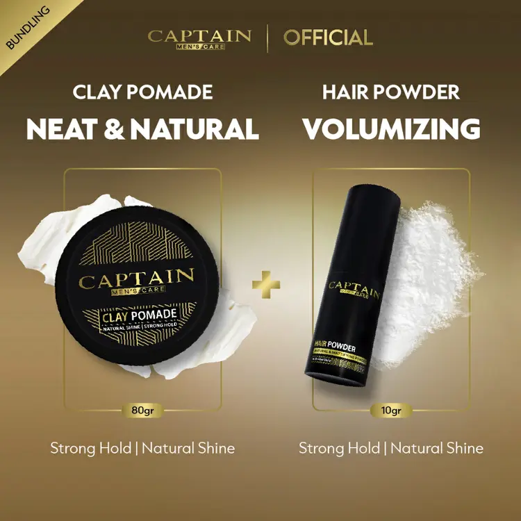 [BUNDLE] Captain Men's Care Clay Pomade 80gr+ Hair Powder