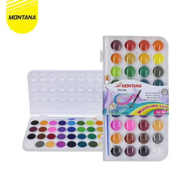 MONTANA Water Color Cat Air 36 Warna Include High Synthetic Paint Brush TCC-36