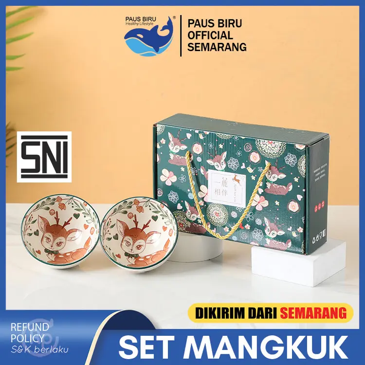 Paus Biru - [SNI] SET MANGKOK KERAMIK | ALL-IN-ONE | HAMPERS MANGKUK KERAMIK CANTIK | MANGKUK KOREA AESTHETIC | HARGA PER PAKET | INCLUDE KARDUS PACKAGING