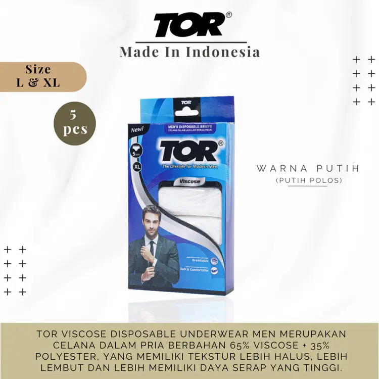 TOR / Viscose / Lebih Lembut Lebih Nyaman / Celana Dalam Sekali Pakai Pria / Disposable Briefs For Mens - [5 pcs]