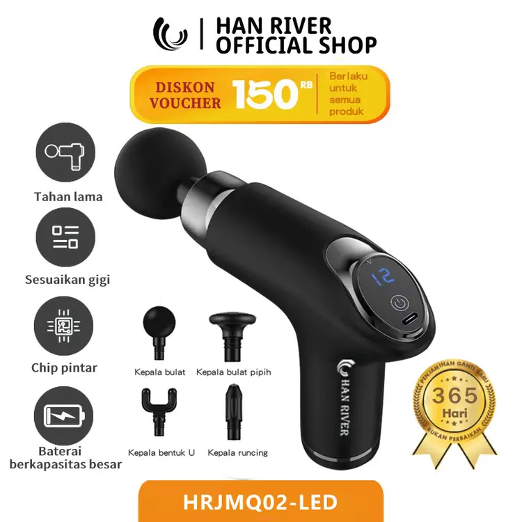 HAN RIVER Alat pijat MASSAGE GUN (Redakan Pegal Otot Badan) / alat pijat elektrik seluruh badan/Alat Pijat Getar 4 in 1 / alat pijat seluruh badan