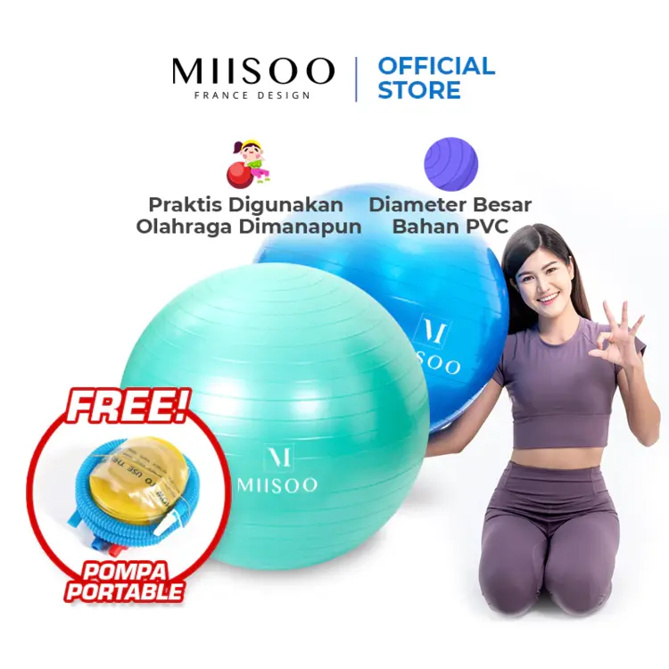 MIISOO Gymball Senam Bola Gym Fitness Untuk Ibu Hamil Bola Yoga Gymball Free Pompa