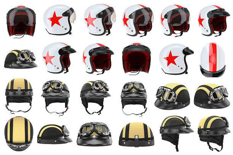 atur helm sepeda motor - retro style motorcycle helmet potret stok, foto, & gambar bebas royalti