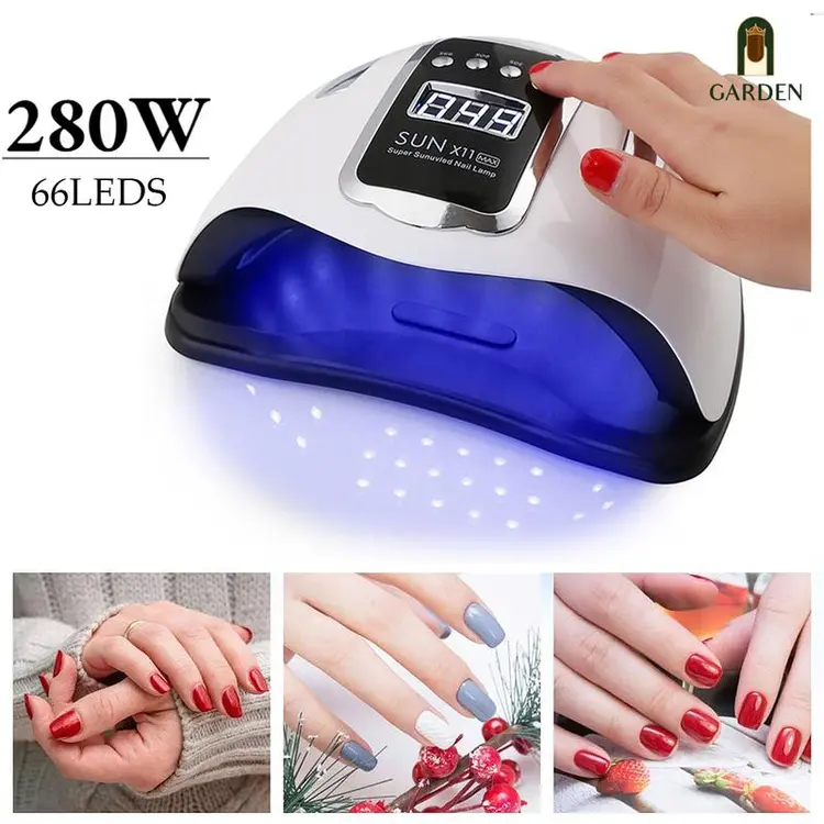 Nail Garden Lampu UV Nail Art 280W 66 LED UV Lampu Nail Art 120W Alat Pengering Kuku UV Lamp Nail Dryer Sensor with LCD Display
