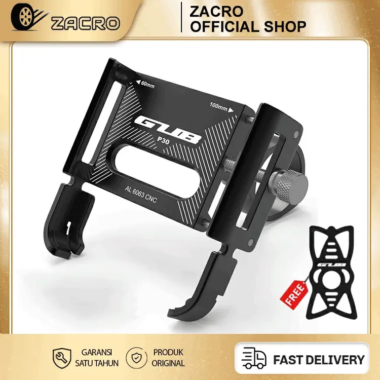ZACRO  GUB P30 Original  Holder Hp Motor  Dudukan Ponsel Aluminium Aloy  Holder Handphone Motor