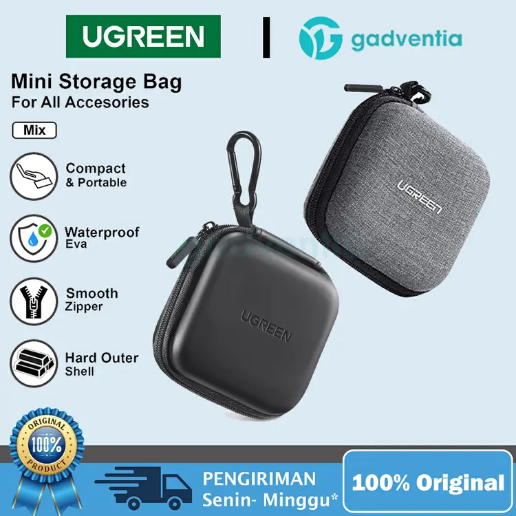 UGREEN Mini Pouch Storage Waterproof Untuk Charger Kabel Data Headset handsfree TWS Aksesoris Gadget