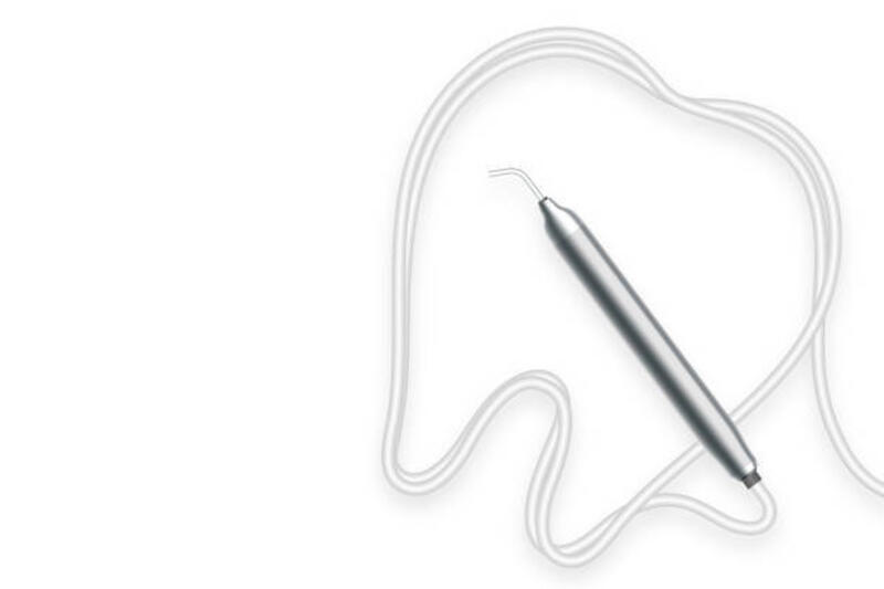 instrumen pegangan gigi dan bingkai bentuk gigi yang terbuat dari kabel, ilustrasi desain virtual 3d terisolasi pada latar belakang putih, dengan ruang copy - electric scaler ilustrasi stok