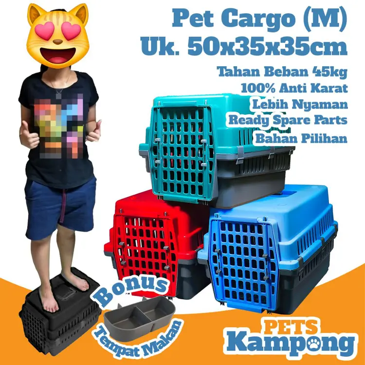 Opo Cat - Kandang Kucing Pet cargo Tas travel hewan Pet carrier termasuk Tray ukuran medium voyager pet carrier anjing kelinci