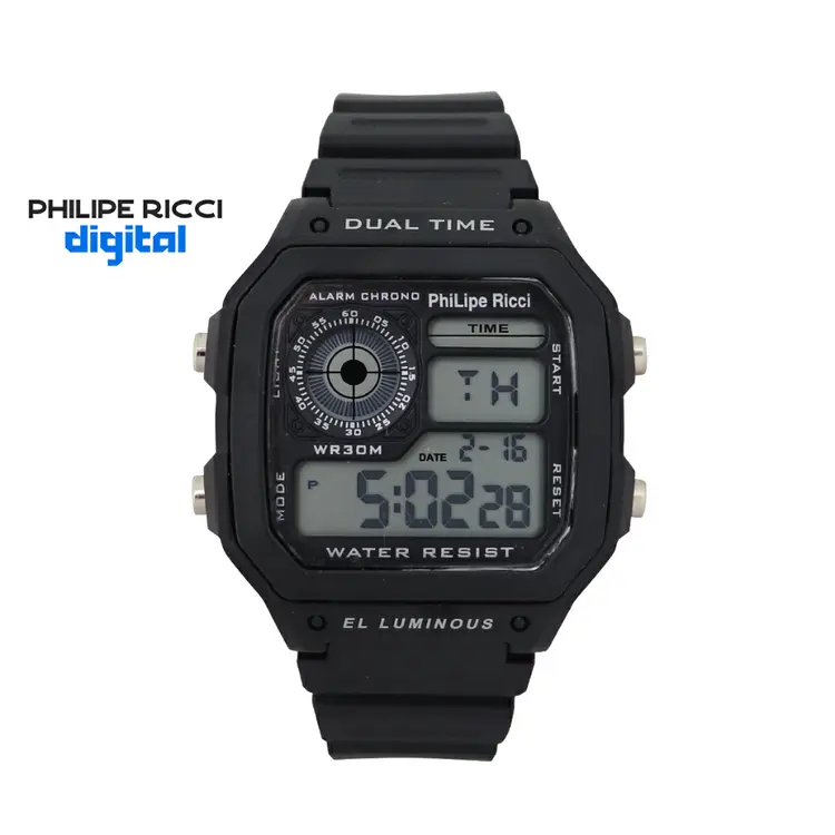 PhiLipe Ricci Jam Tangan Pria Wanita Digital Sport Anti Air Unisex Strap Ruber Karet 1827 Water Resist Free Box