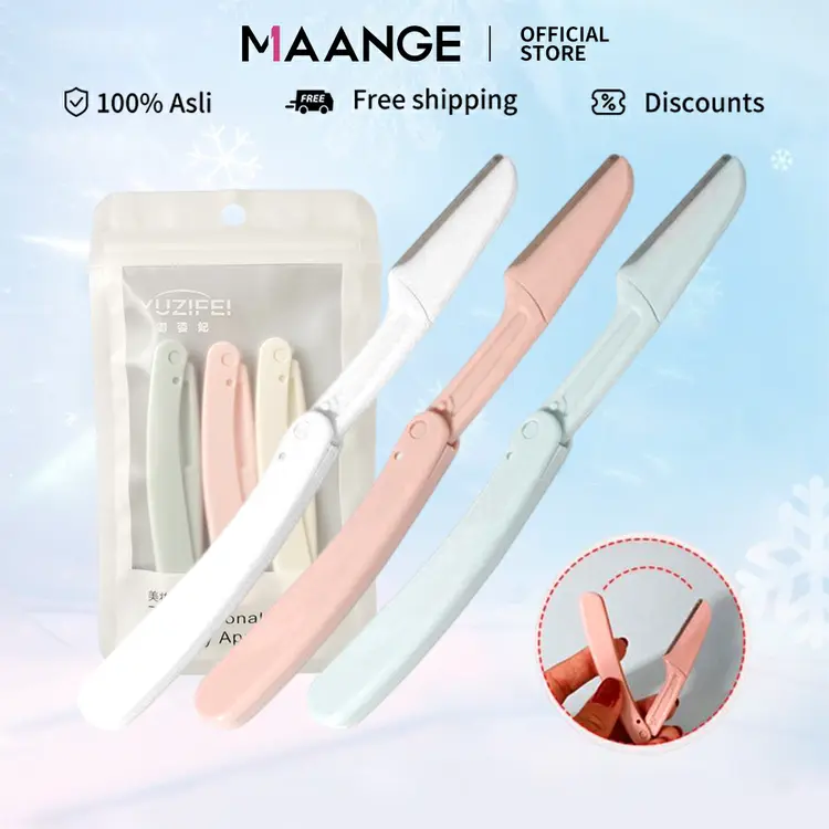 MAANGE Alis Pemangkas Alis Pemangkas Alis Razor 1 Set 3 Buah Pisau Cukur Alis 1382