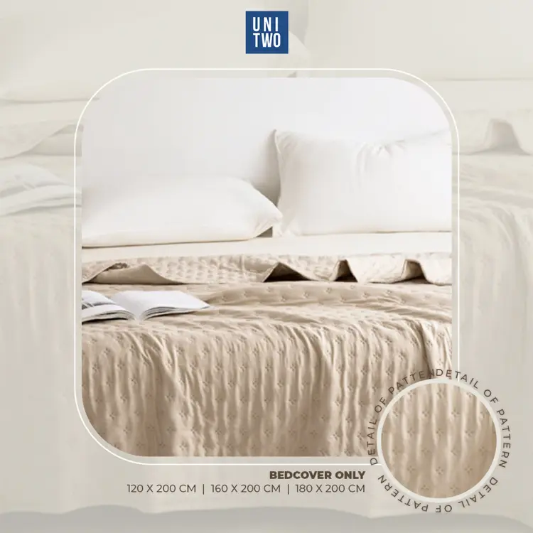 UNITWO [BED COVER ONLY] Bed Cover Selimut Tidur Lembut Motif Polos - Soft Blanket Selimut Polos Korea Lembut Hangat 180X200 160X200 120X200