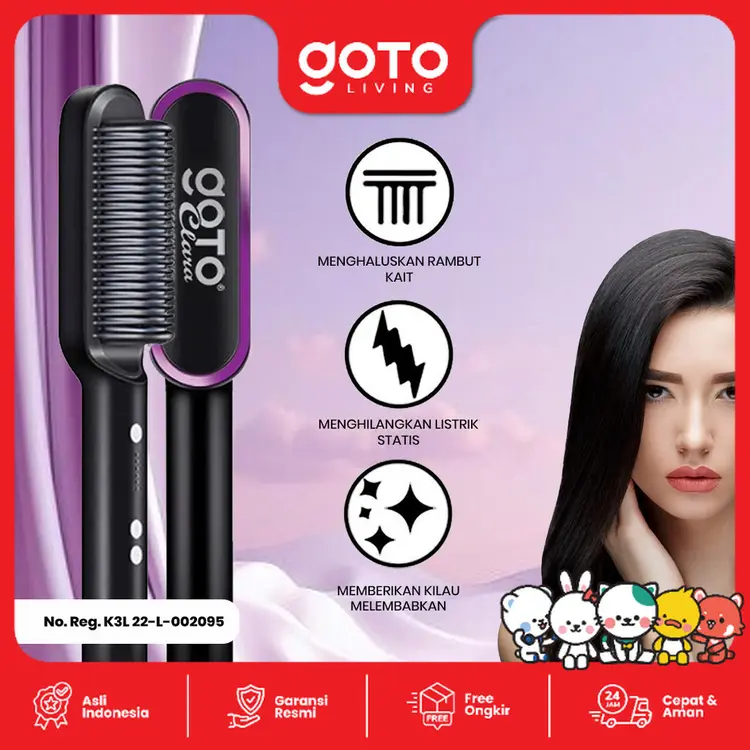 Goto Clara Catokan Rambut Catok Sisir Pelurus Hair Straightener 2 in 1