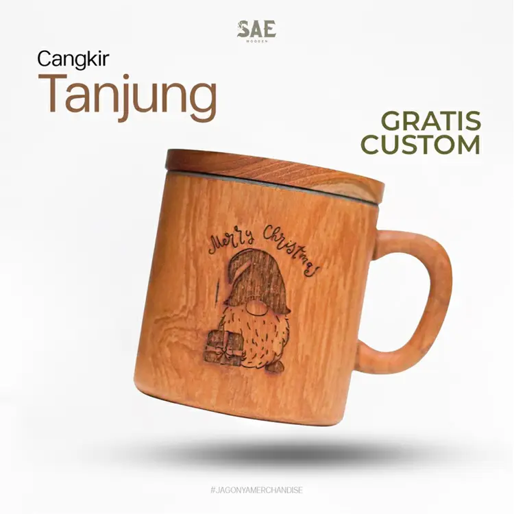 SAE Wooden - Cangkir Kayu Jati | Seri Tanjung | Kado Ulang Tahun