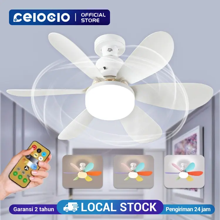CELOGLO Kipas Angin Plafon Lampu kipas langit-langit multifungsi Dapat diredupkan dengan lampu
